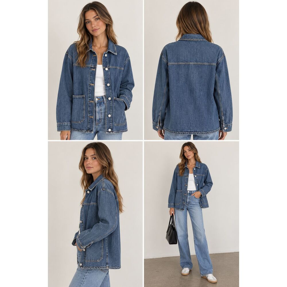 ZARA Denim Oversized Overshirt w Pockets Small